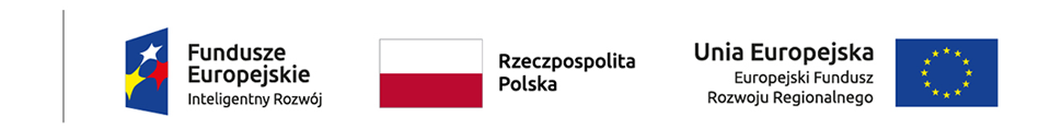 logotyp Fundusze Europejskie Inteligentny rozwój, logotyp Rzeczpospolita Polska, logotyp Unia Europejska Europejski Fundusz Rozwoju Regionalnego